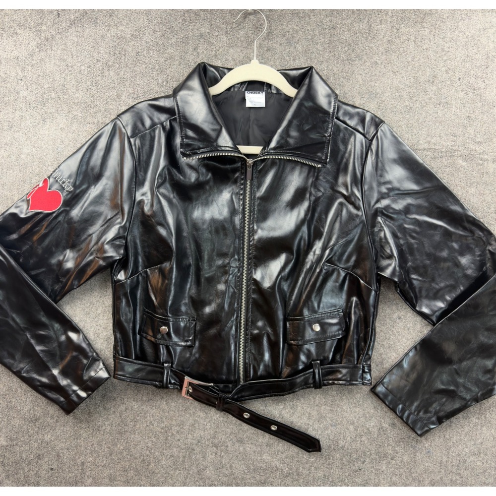Spirit Halloween Chucky Tiffany Valentine Faux Leather Moto Jacket Black Large